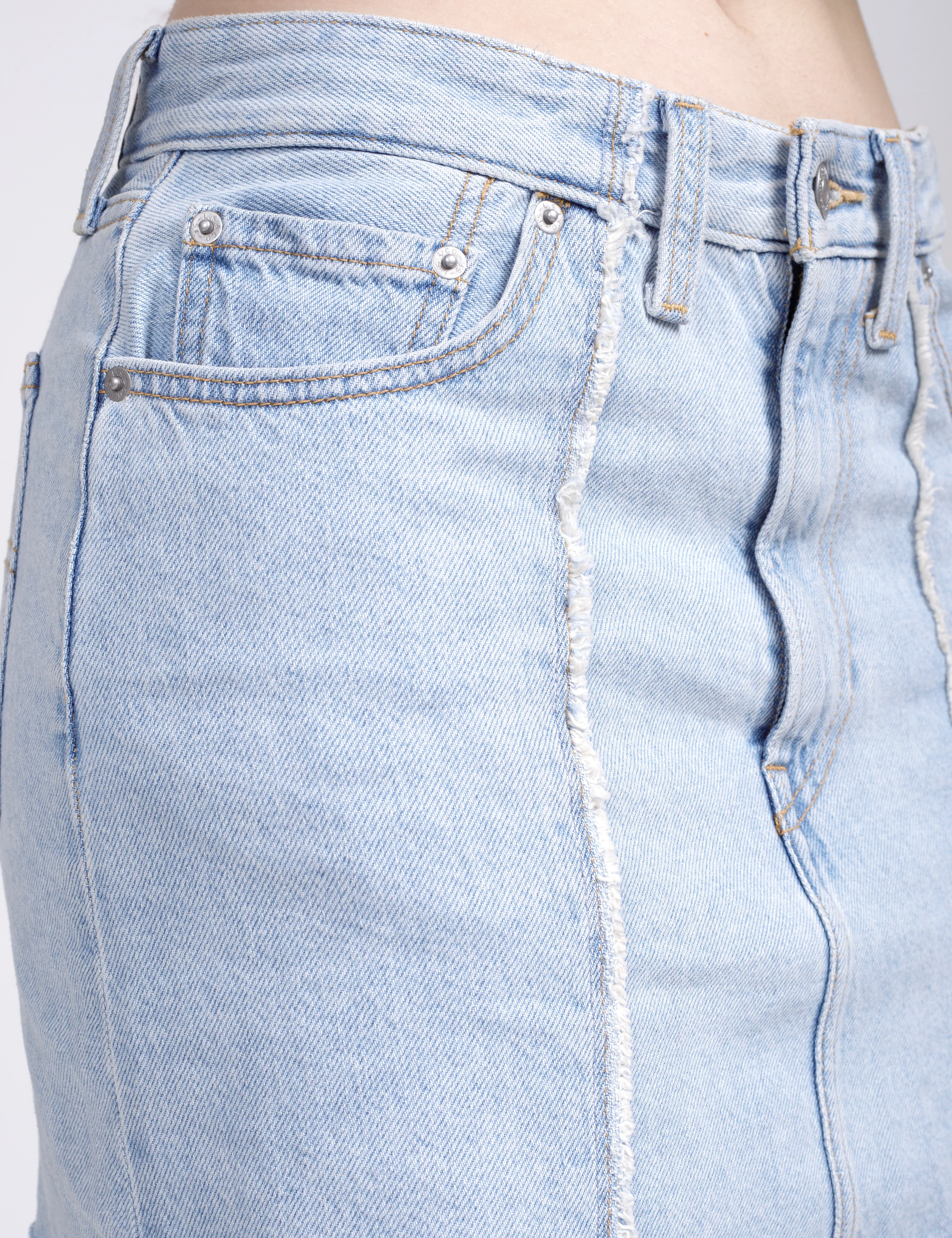 Women's Mid Rise Light Blue Regular Fit Skirt - Image 3