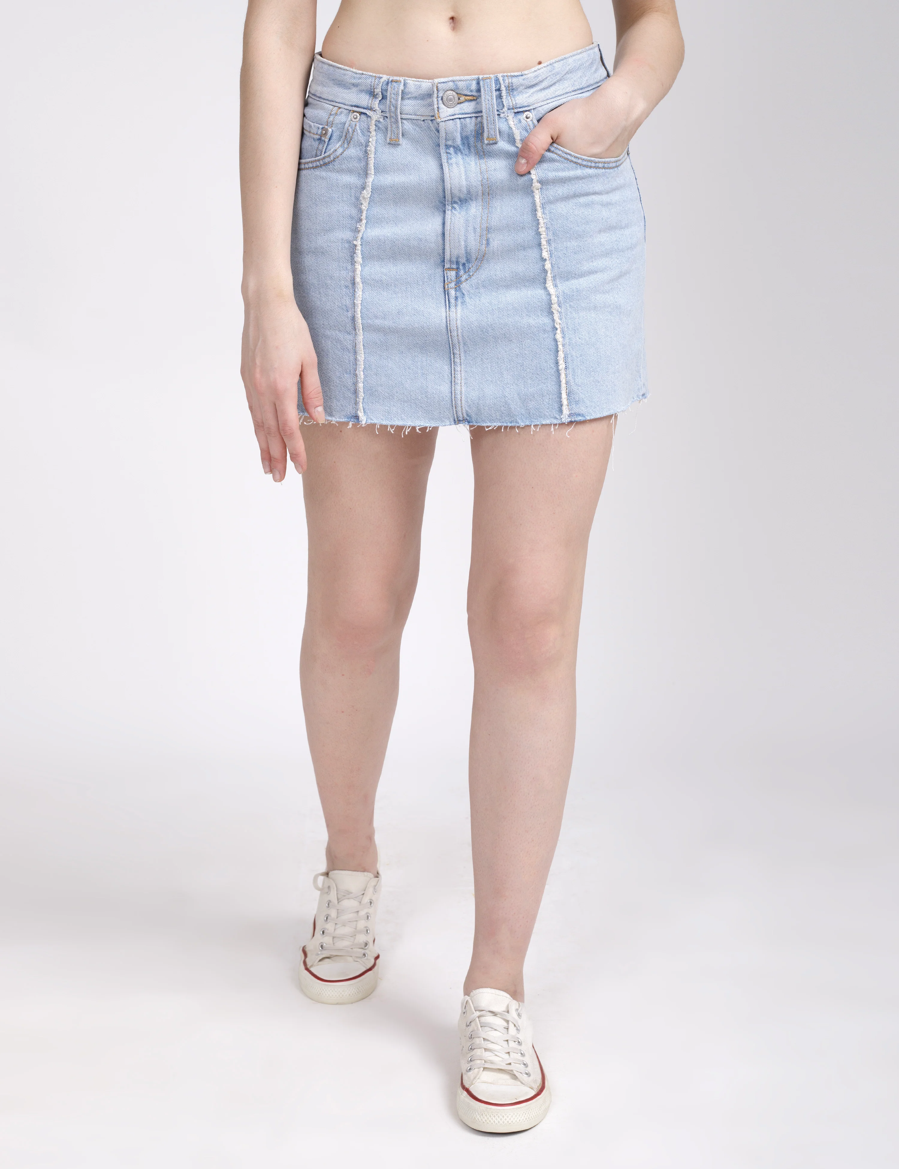 Women's Mid Rise Light Blue Regular Fit Skirt - Image 4