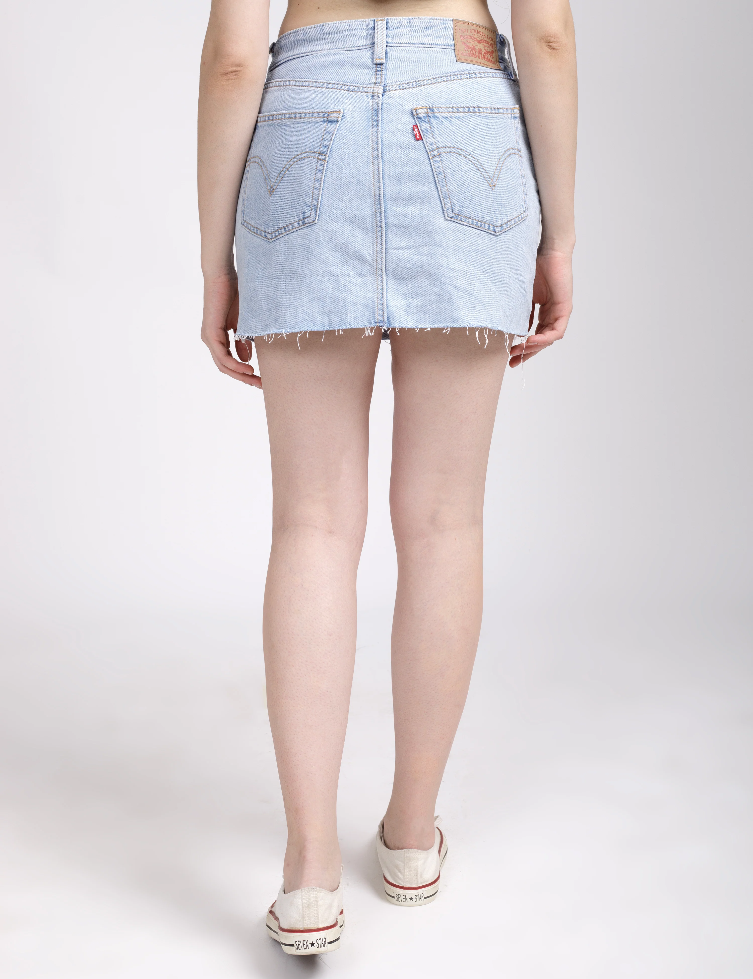 Women's Mid Rise Light Blue Regular Fit Skirt - Image 6