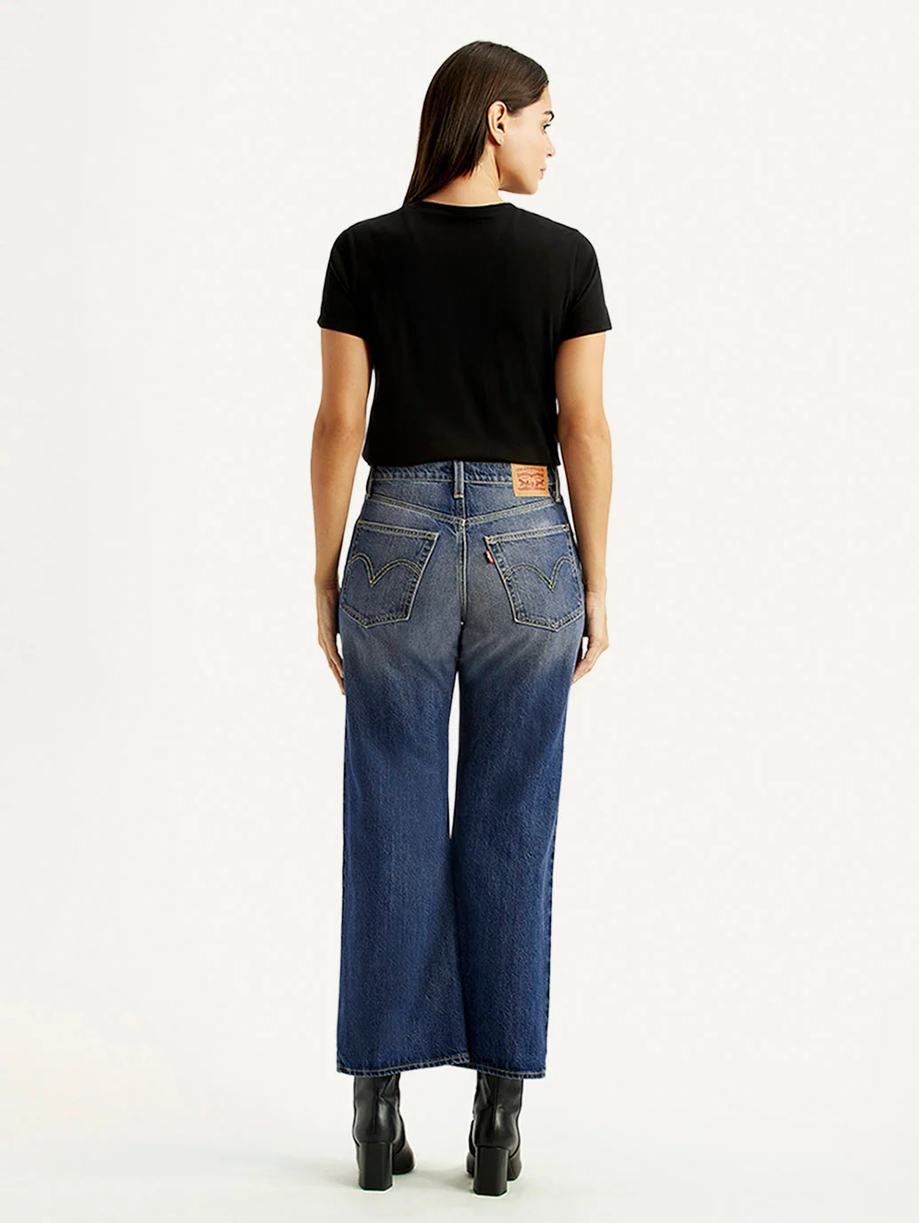 Women's Tinted Blue Loose Bootcut Fit Mid Rise Jeans - Image 3