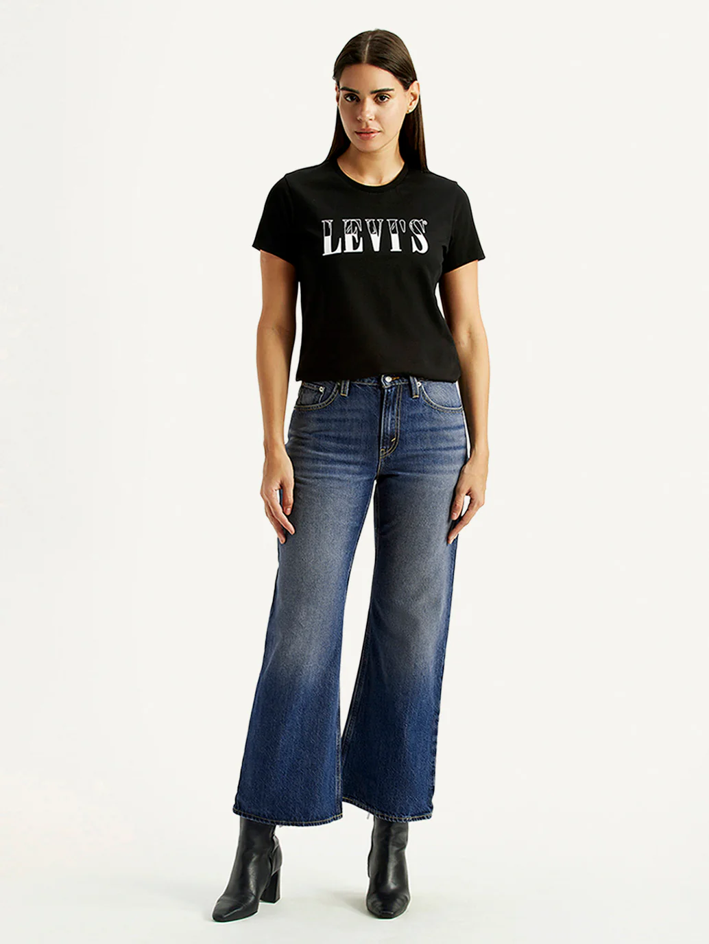 Women's Tinted Blue Loose Bootcut Fit Mid Rise Jeans - Image 6
