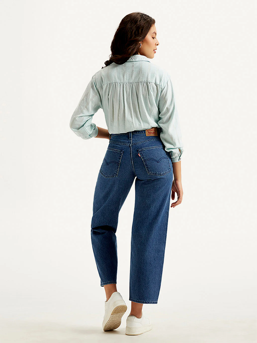 Women's Blue Baggy Dad Fit Mid Rise Jeans - Image 3