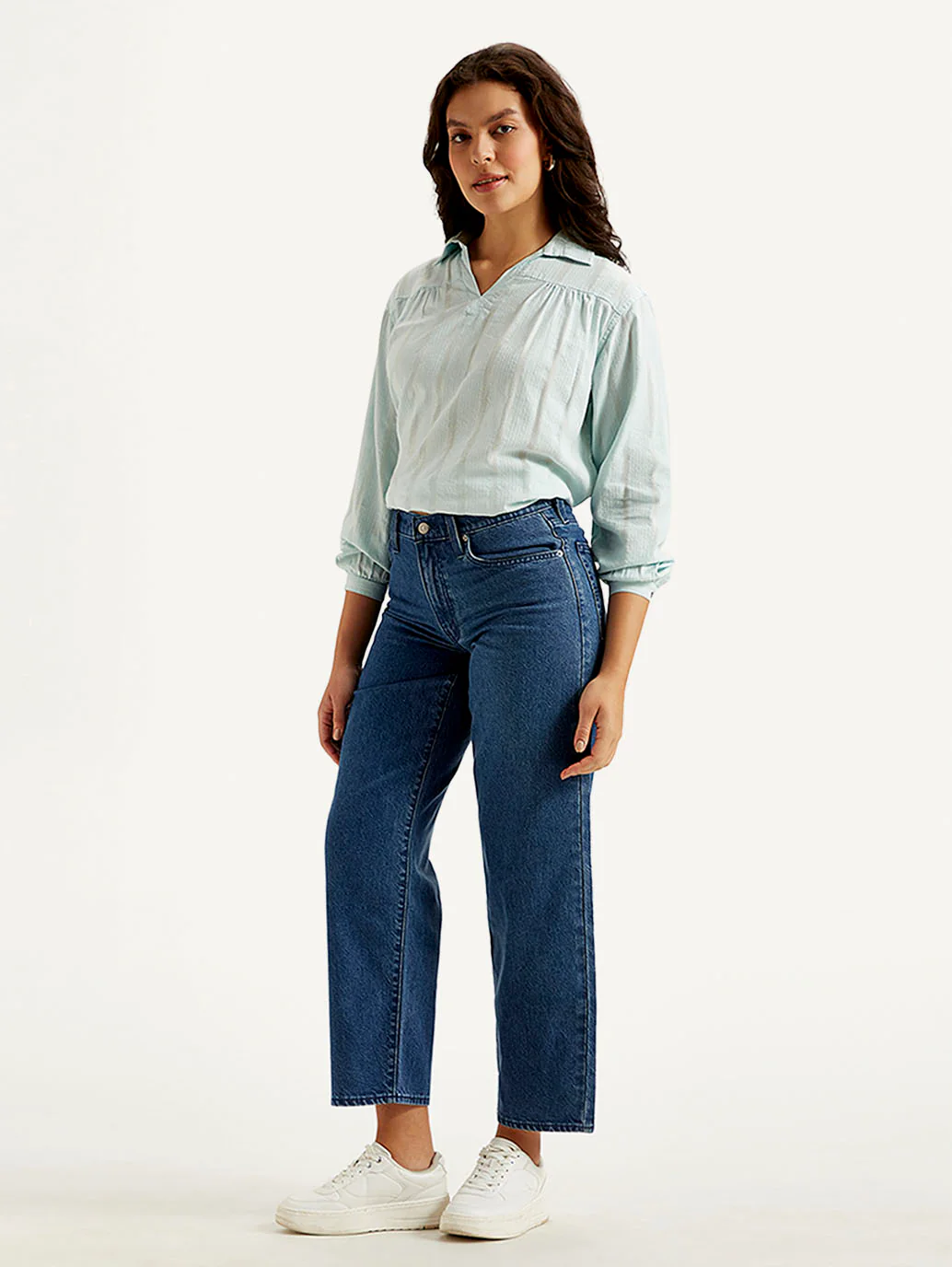 Women's Blue Baggy Dad Fit Mid Rise Jeans - Image 5