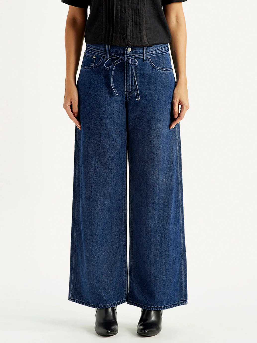 Women's Blue XL Straight Loose Fit Mid Rise Jeans - Image 2