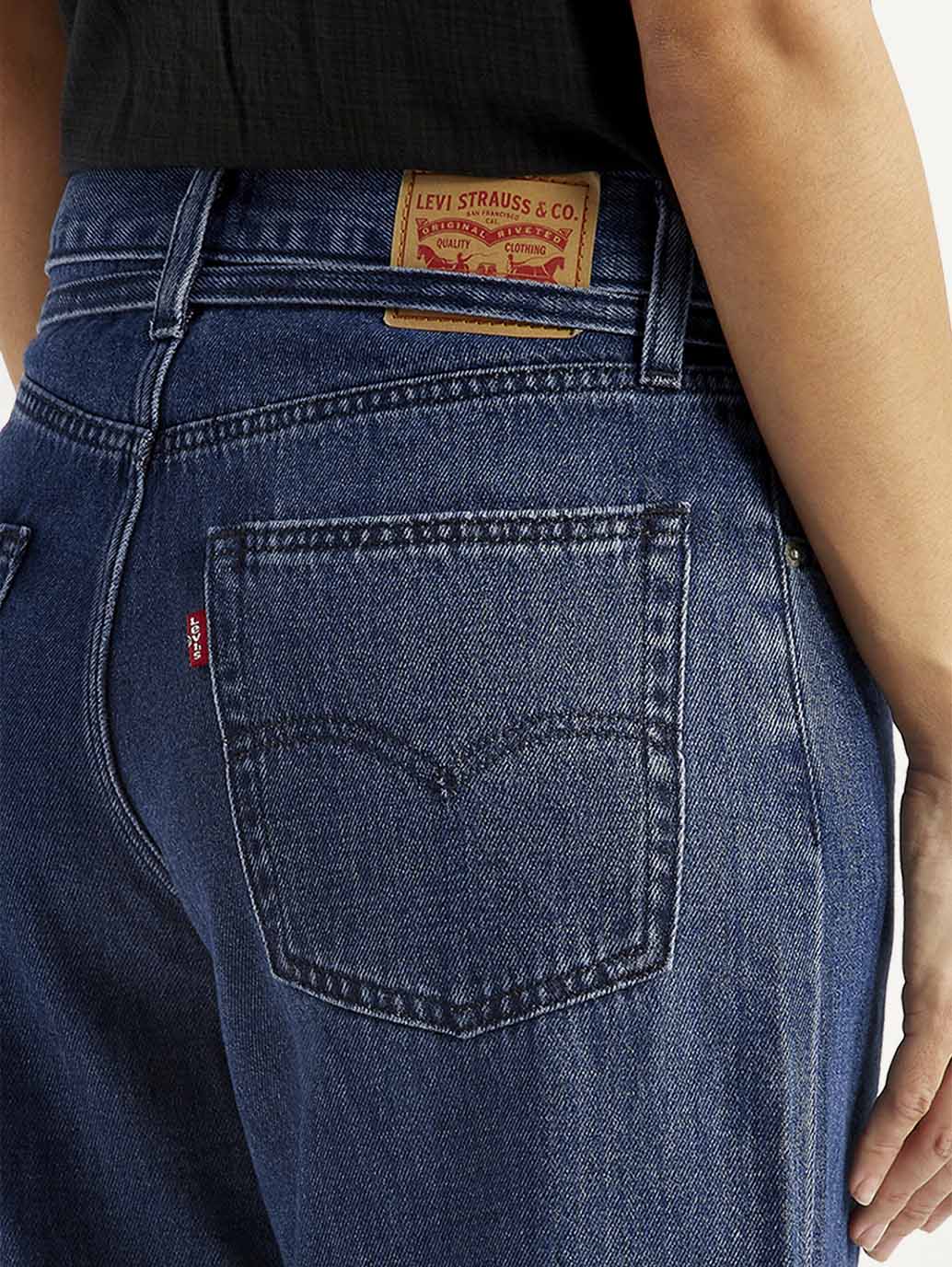Women's Blue XL Straight Loose Fit Mid Rise Jeans - Image 4