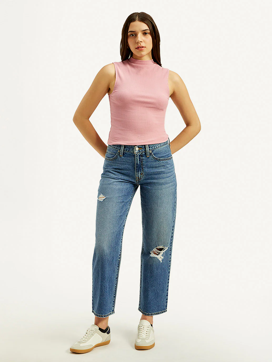 Women's 94 Blue Baggy Fit Mid Rise Jeans - Image 2