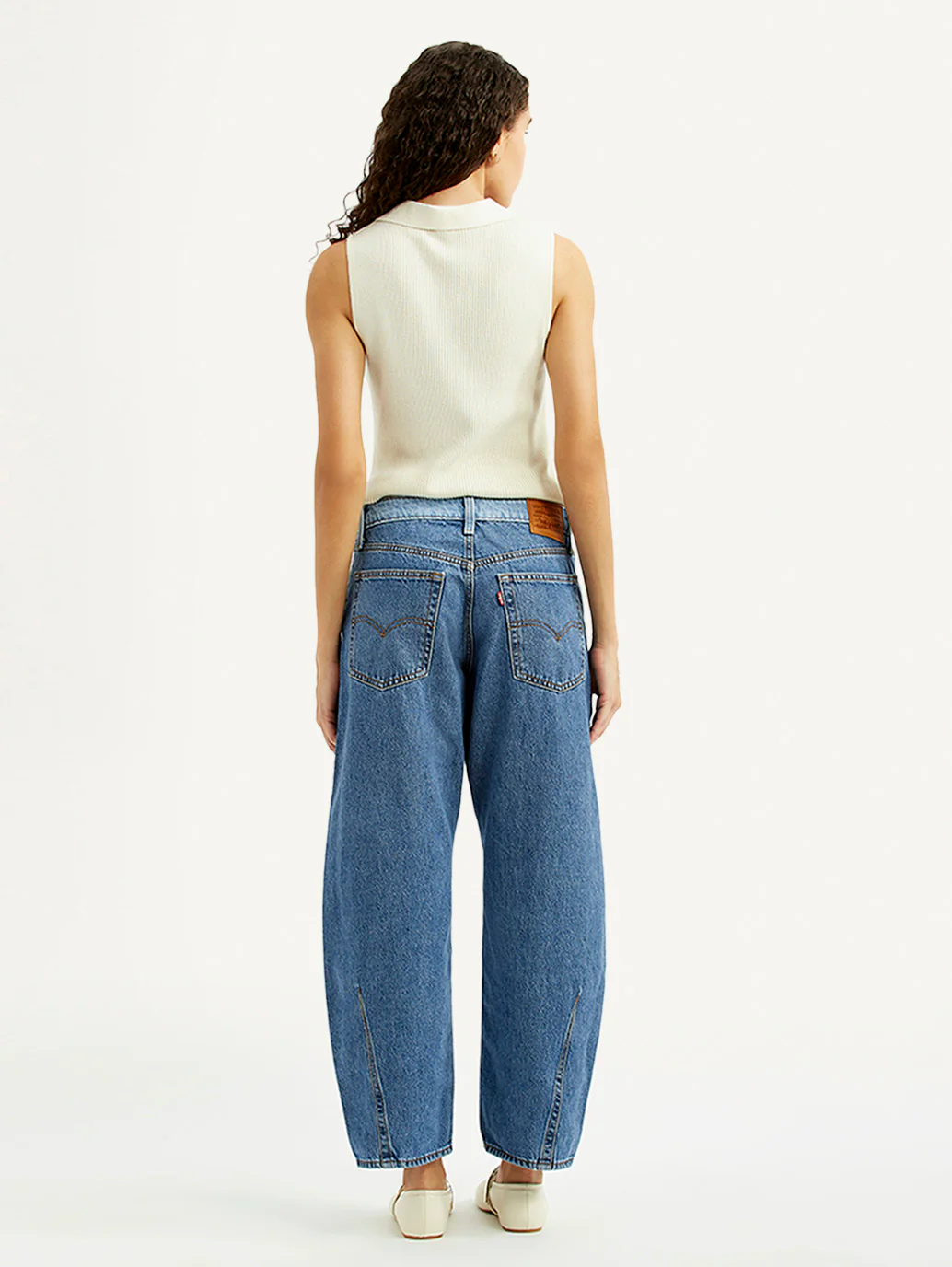 Women's Light Blue Baggy Dad Barrel Fit Mid Rise Jeans - Image 4