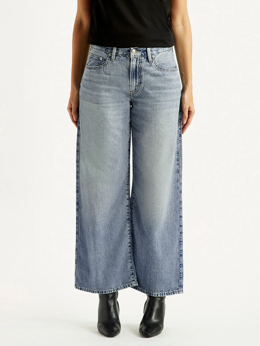 Women's Tinted Light Blue XL Straight Loose Fit Mid Rise Jeans - Image 3