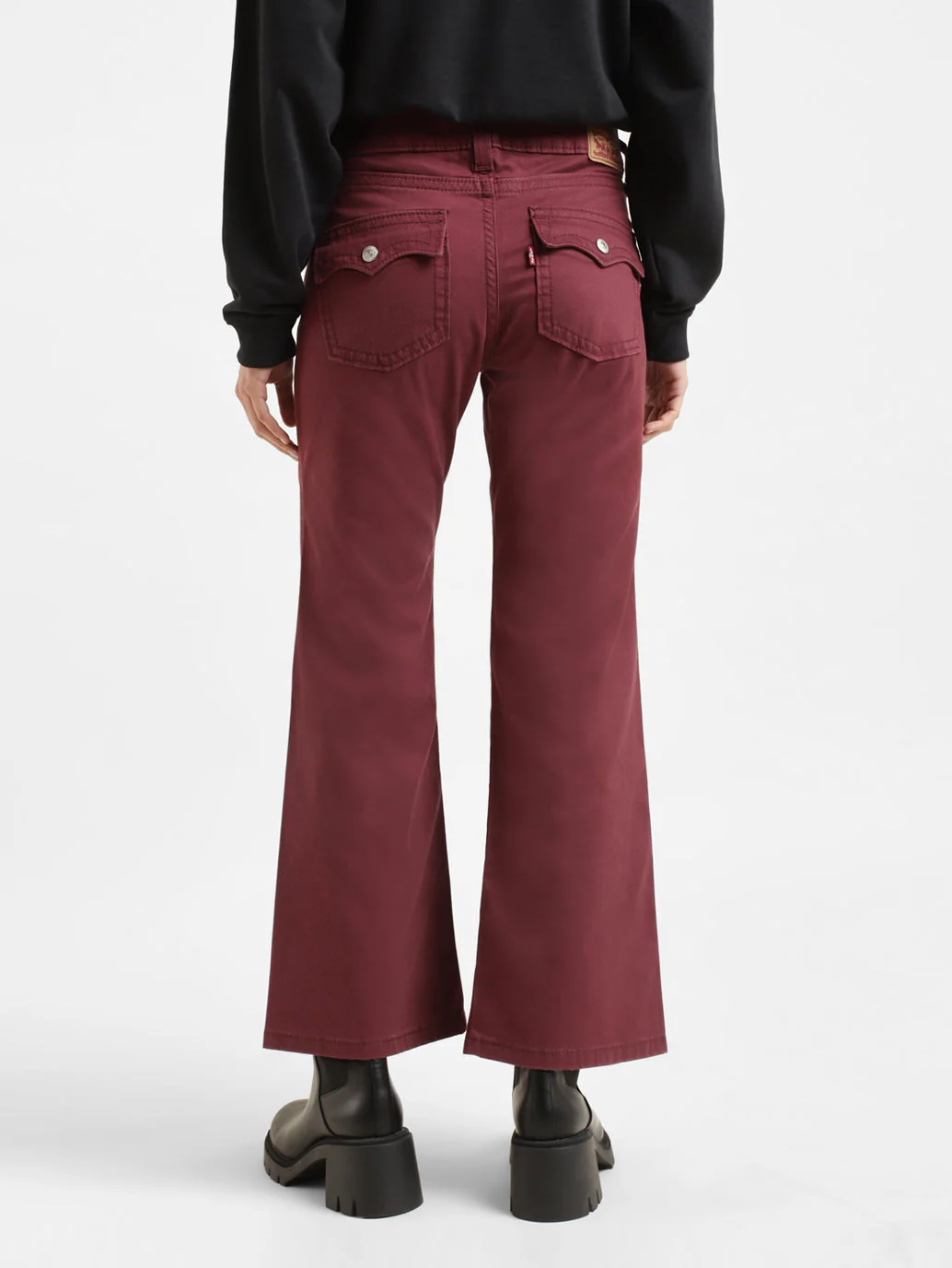 Women's Mid Rise Maroon Relaxed Fit Trousers - Image 3