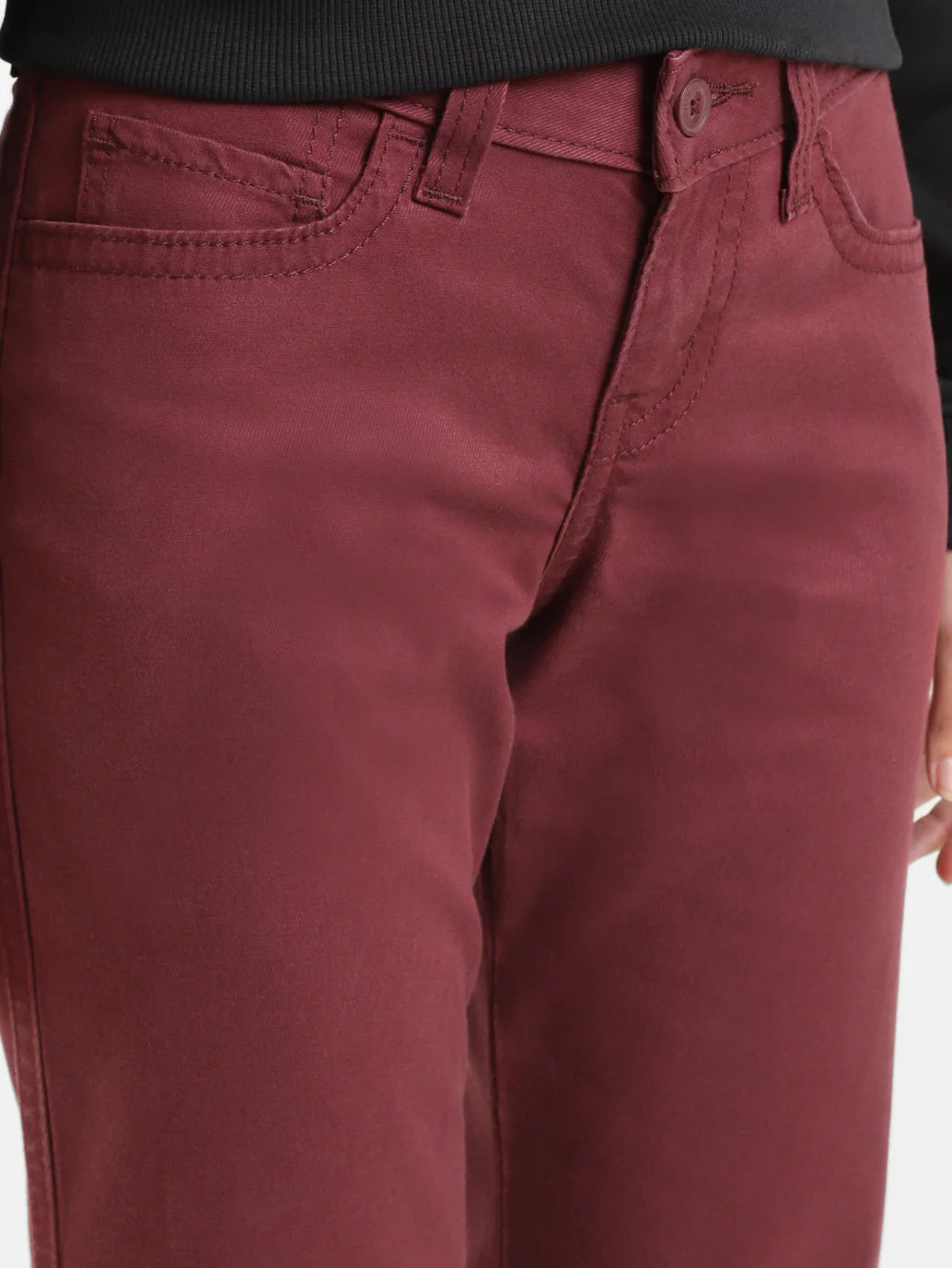 Women's Mid Rise Maroon Relaxed Fit Trousers - Image 5