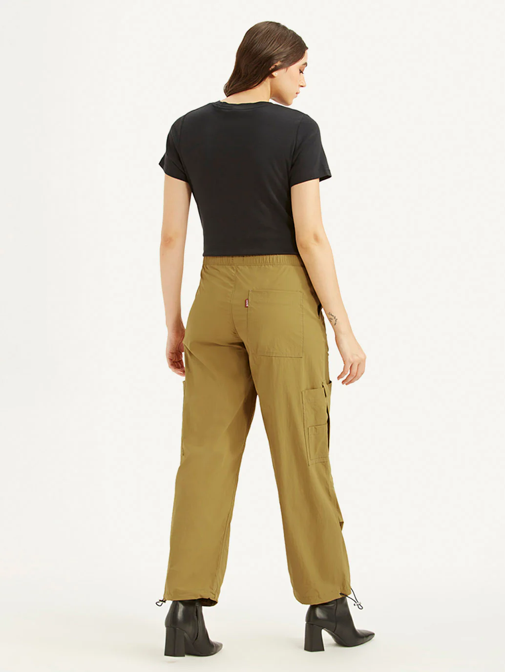 Women's Mid Rise Loose Fit Baggy Dad Cargo Trousers - Image 3