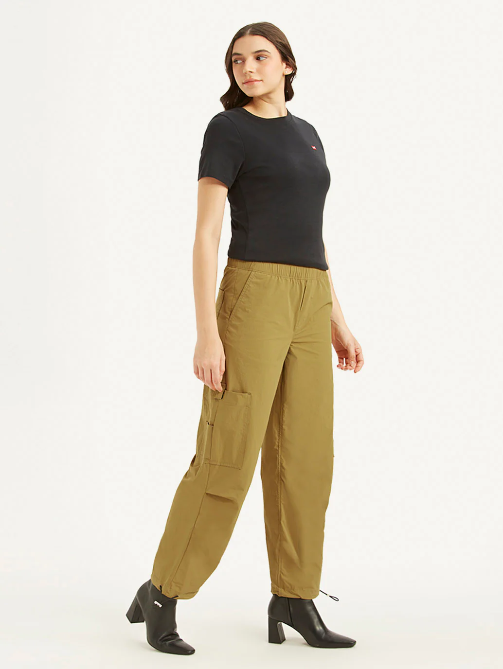 Women's Mid Rise Loose Fit Baggy Dad Cargo Trousers - Image 5