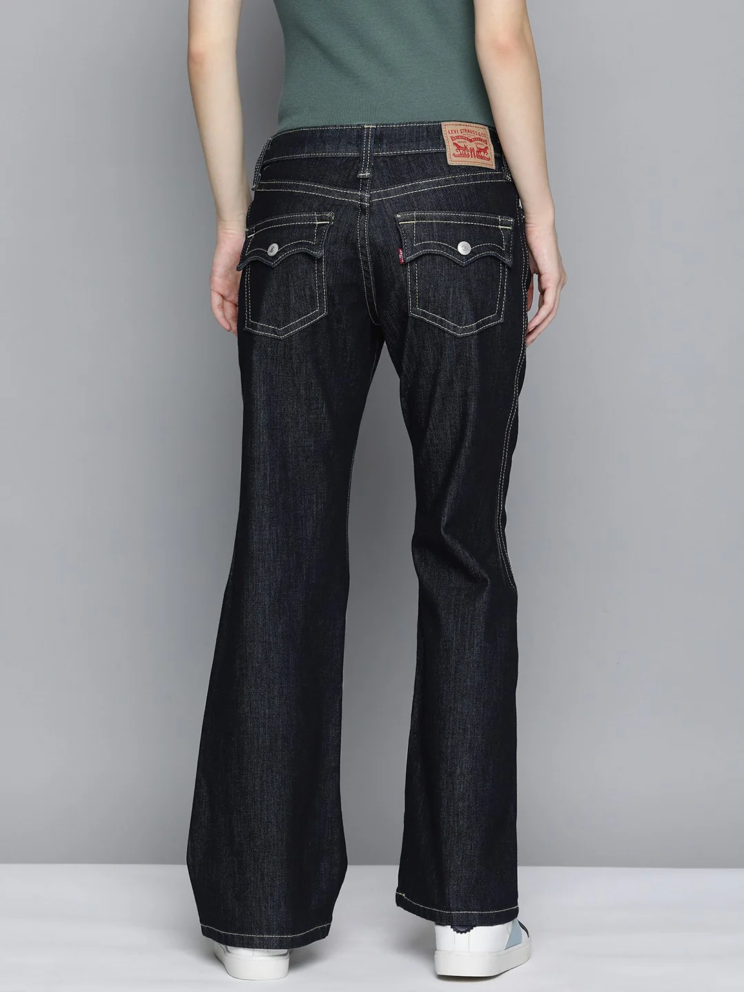 Women's Blue Bootcut Fit Low Rise Jeans - Image 3