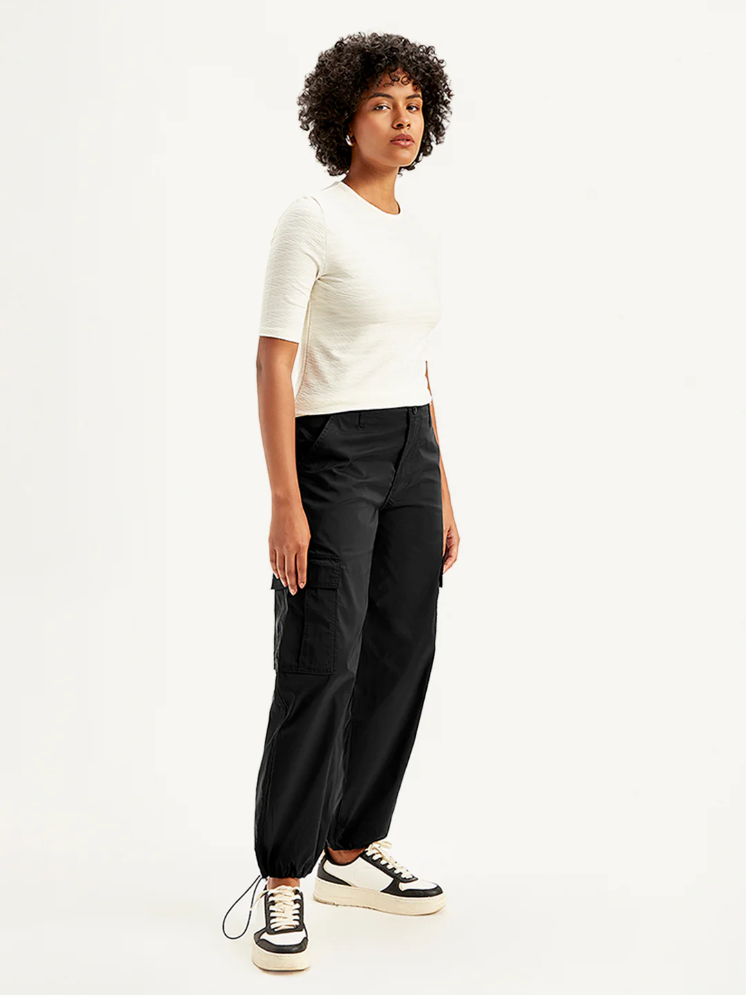 Women's Mid Rise Baggy Fit Cargo Trousers - Image 4