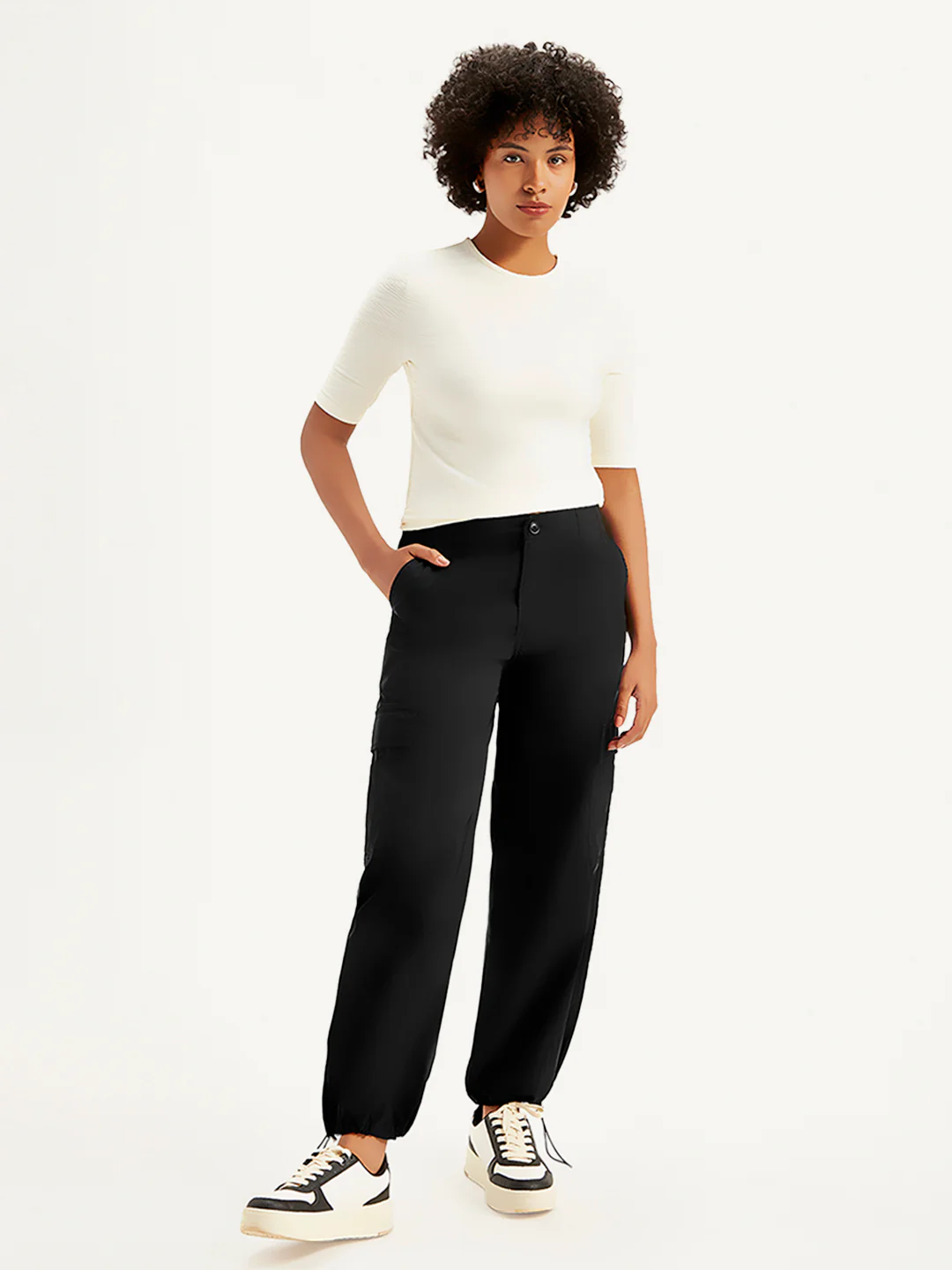 Women's Mid Rise Baggy Fit Cargo Trousers - Image 5
