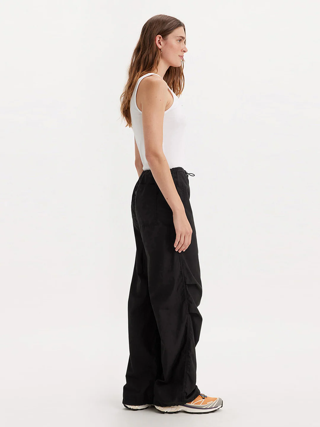 Women's Mid Rise Black Baggy Fit Cargo Trousers - Image 3