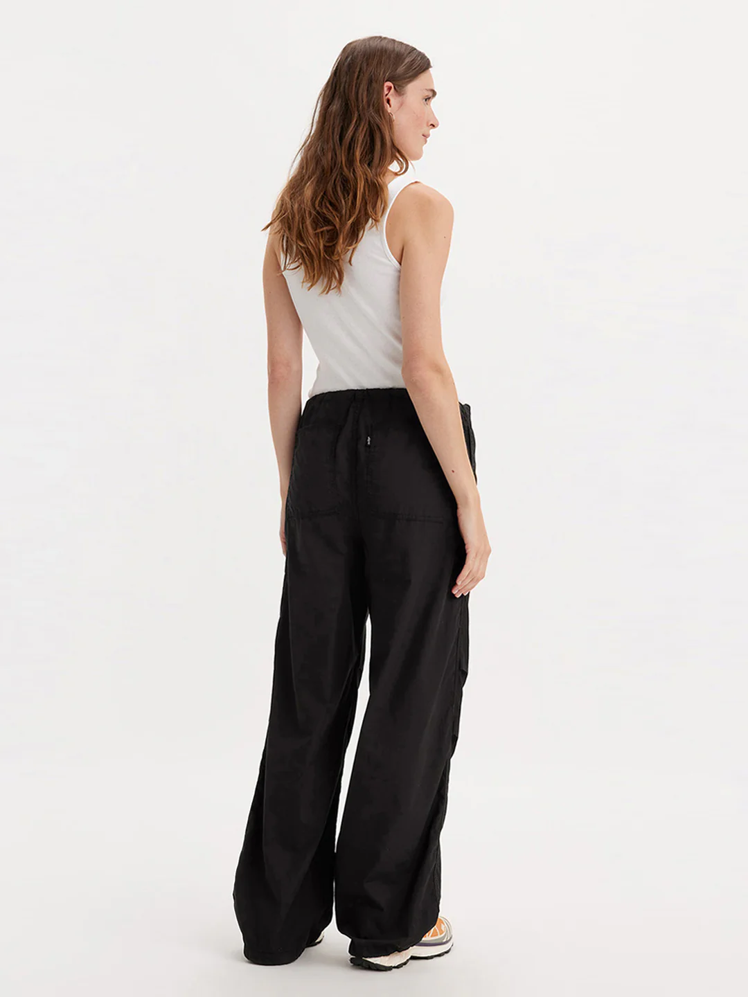Women's Mid Rise Black Baggy Fit Cargo Trousers - Image 4