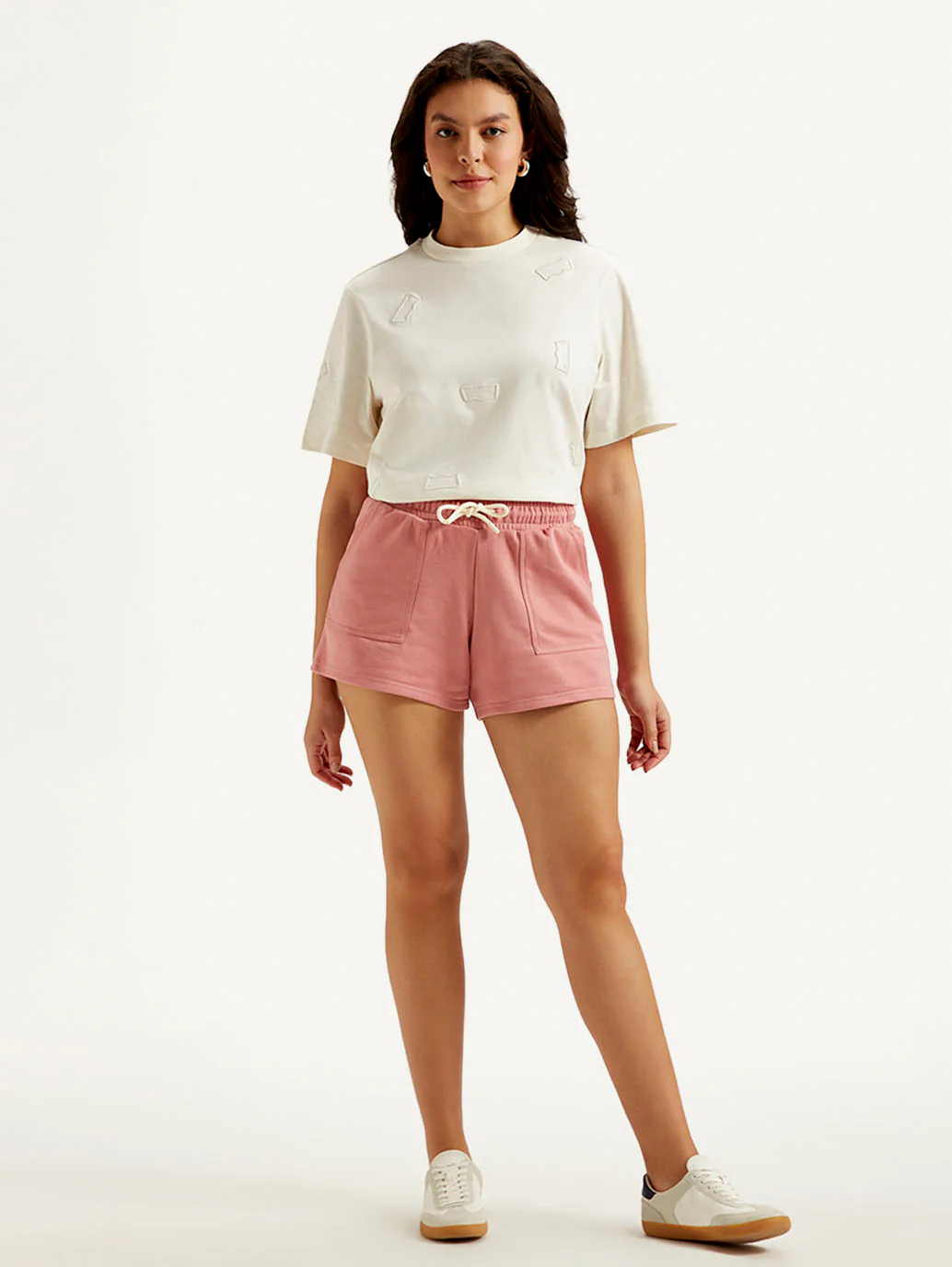Women's Mid Rise Pink Regular Fit Shorts - Image 2