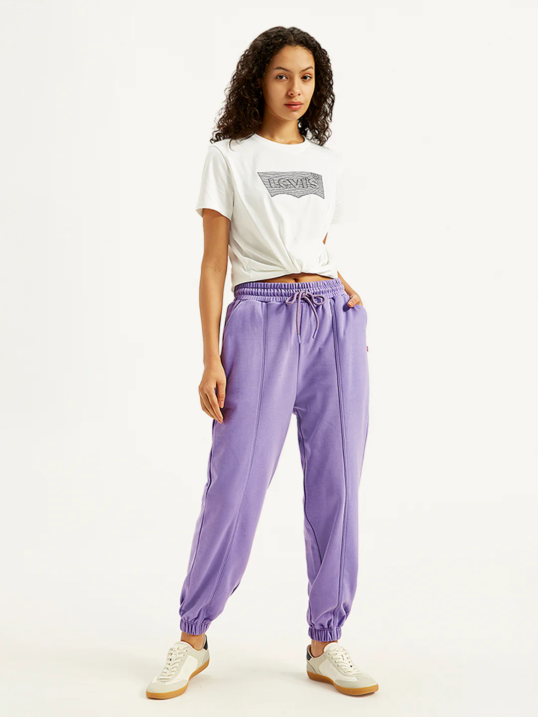 Women's Mid Rise Purple Joggers - Image 5