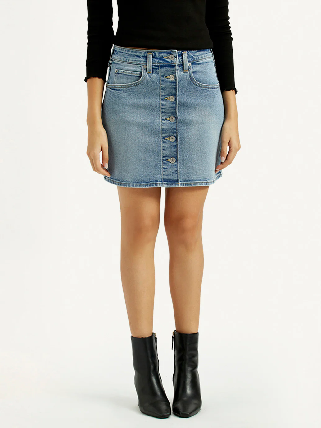Women's Mid Rise Regular Fit Denim Skirt - Image 4