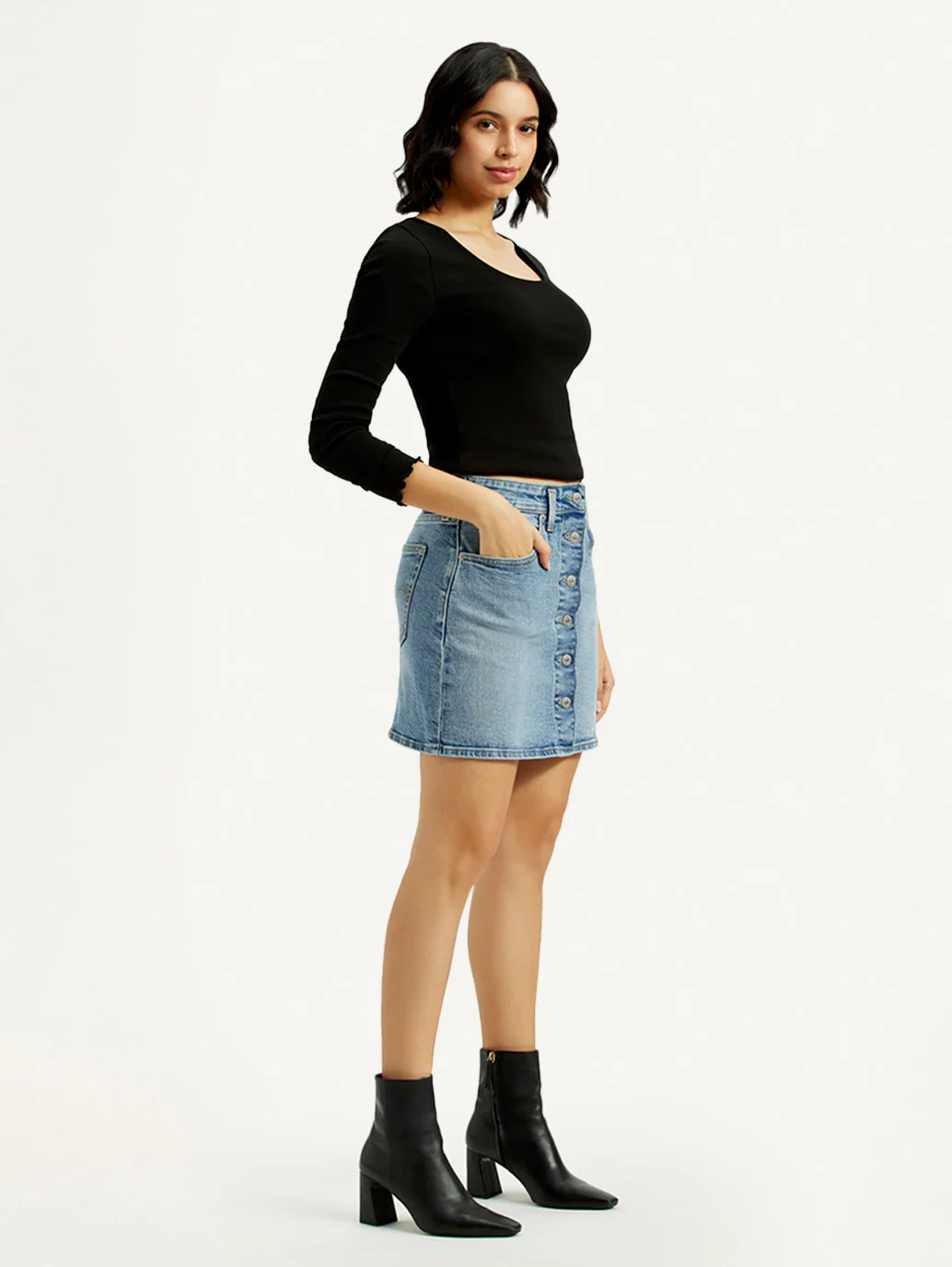 Women's Mid Rise Regular Fit Denim Skirt - Image 6