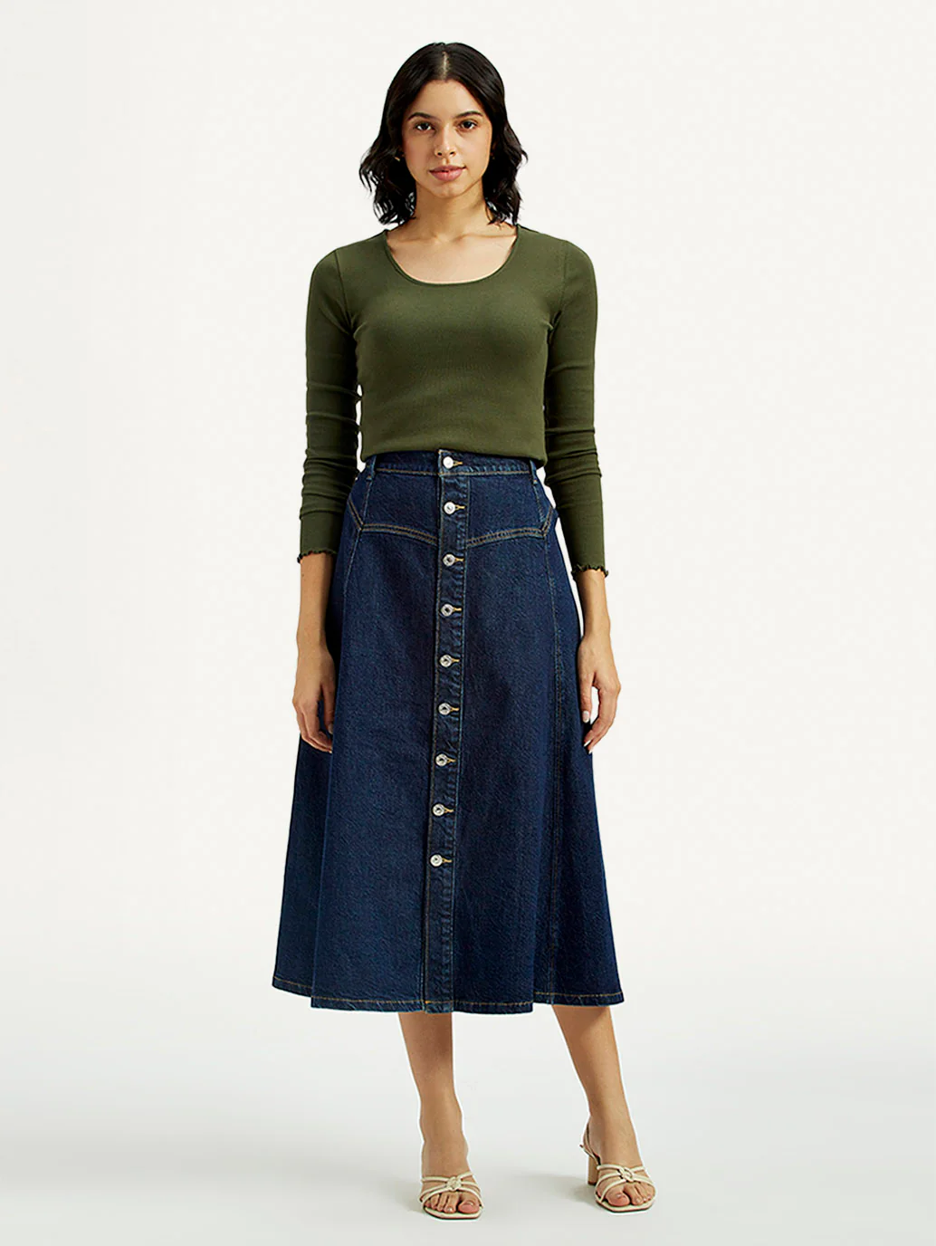 Women's Mid Rise Regular Fit Denim Skirt - Image 4