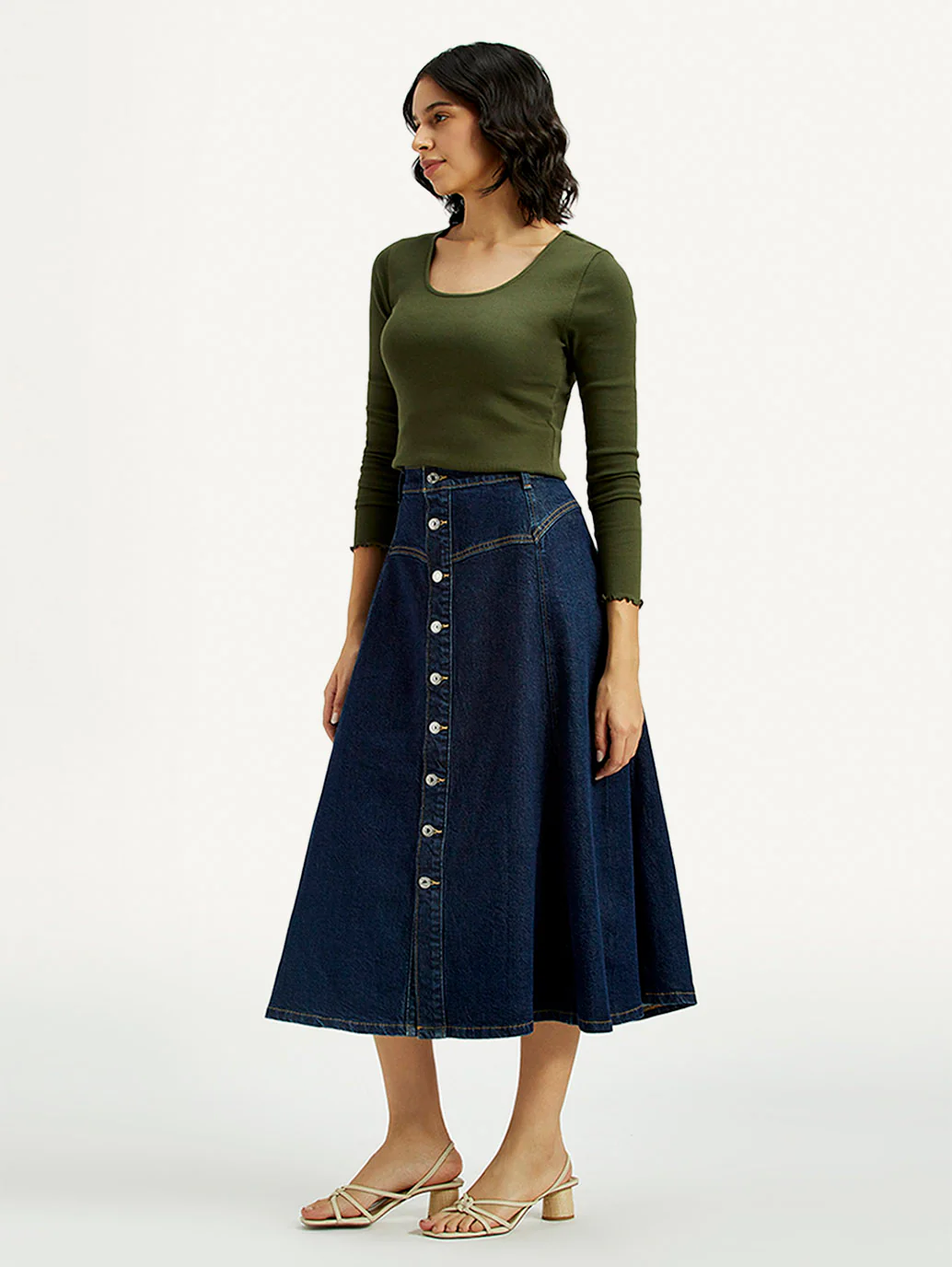 Women's Mid Rise Regular Fit Denim Skirt - Image 6