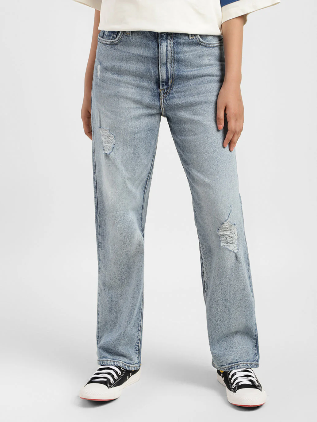 Women's Blue Ribcage Straight Ankle Fit High Rise Jeans - Image 2