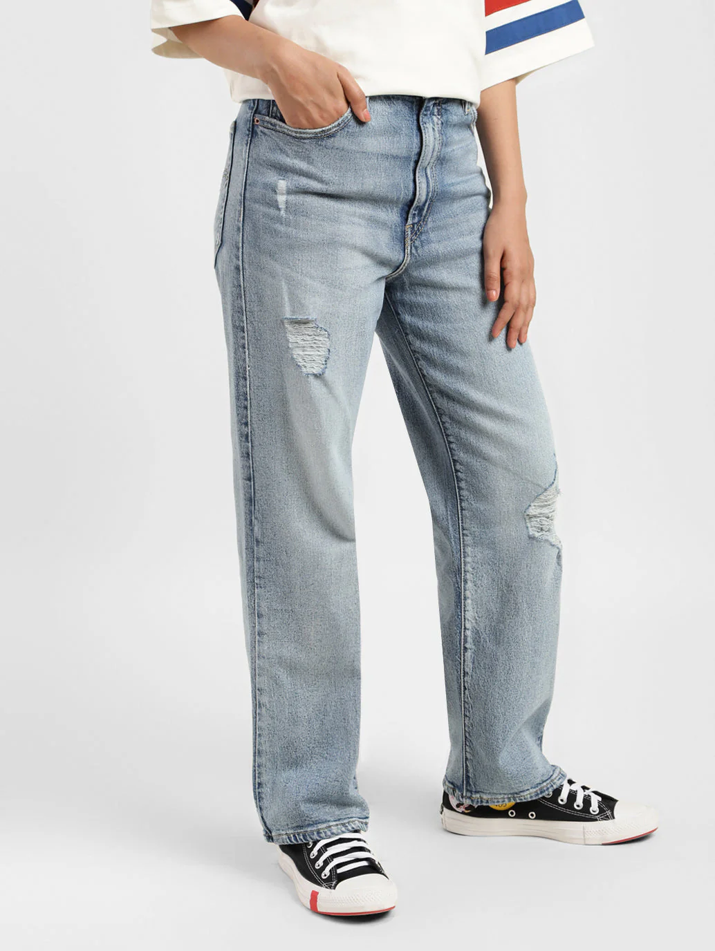Women's Blue Ribcage Straight Ankle Fit High Rise Jeans - Image 4