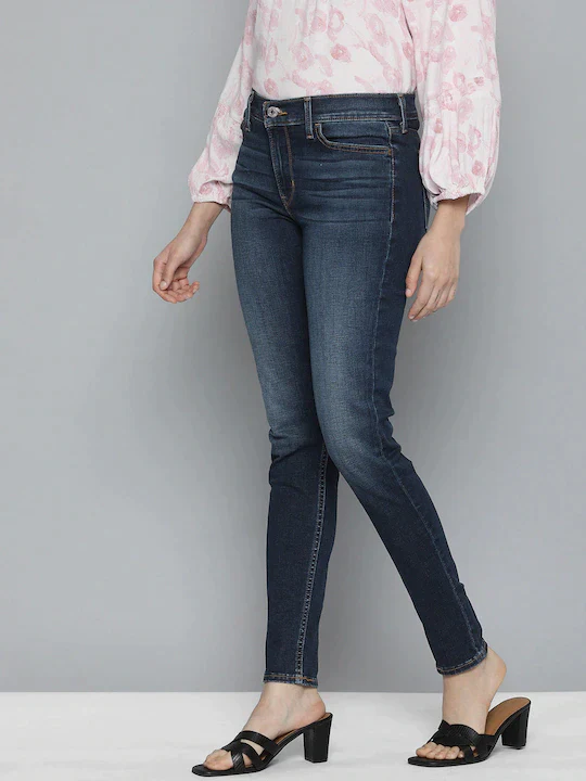 Women's 710 Blue Skinny Fit Mid Rise Jeans - Image 3