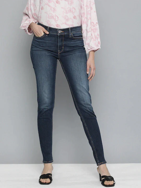 Women's 710 Blue Skinny Fit Mid Rise Jeans - Image 4