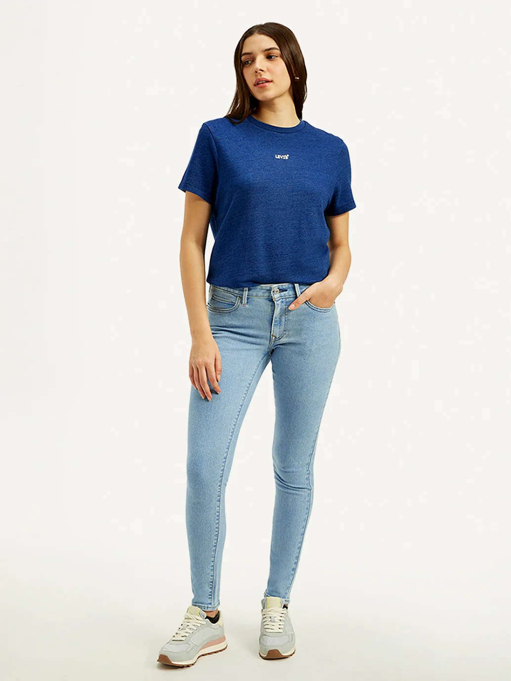 Women's 711 Blue Skinny Fit Mid Rise Jeans - Image 2