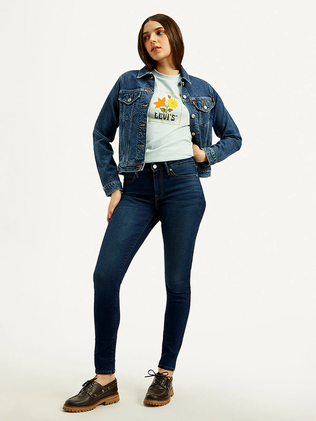 Women's 711 Navy Blue Skinny Fit Mid Rise Jeans
