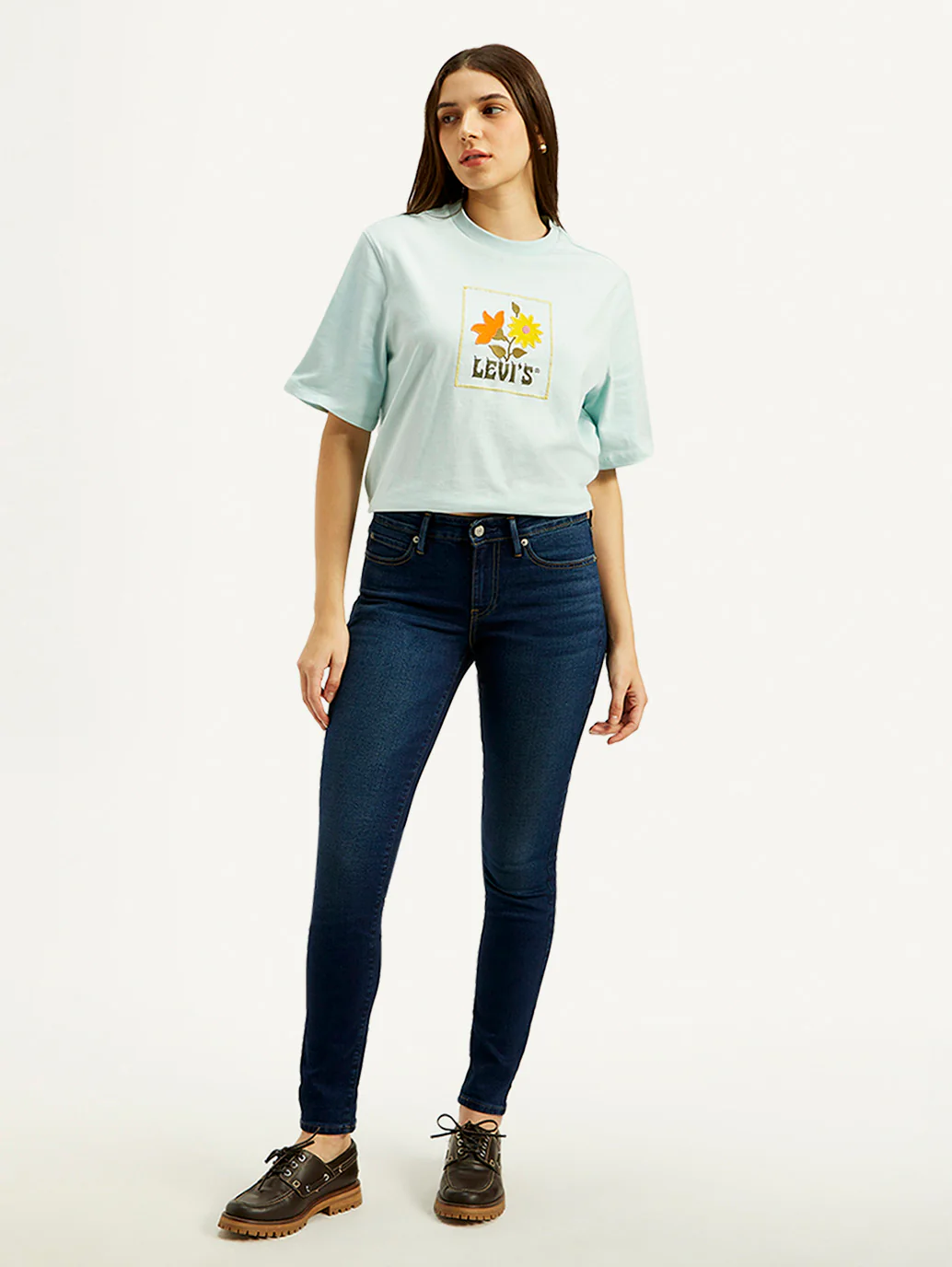 Women's 711 Navy Blue Skinny Fit Mid Rise Jeans - Image 2