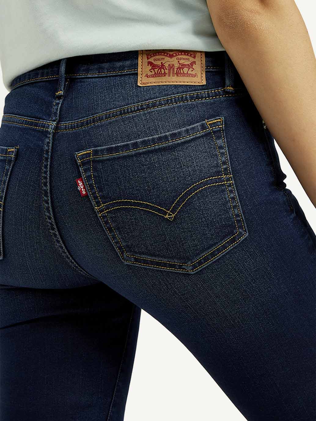 Women's 711 Navy Blue Skinny Fit Mid Rise Jeans - Image 4
