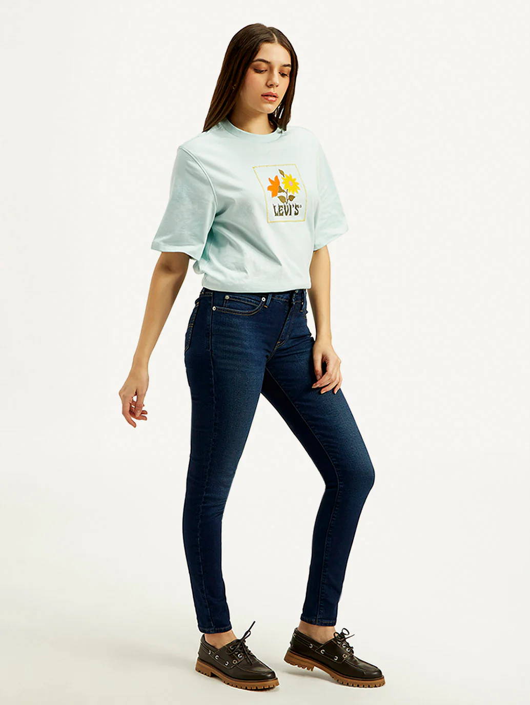 Women's 711 Navy Blue Skinny Fit Mid Rise Jeans - Image 5