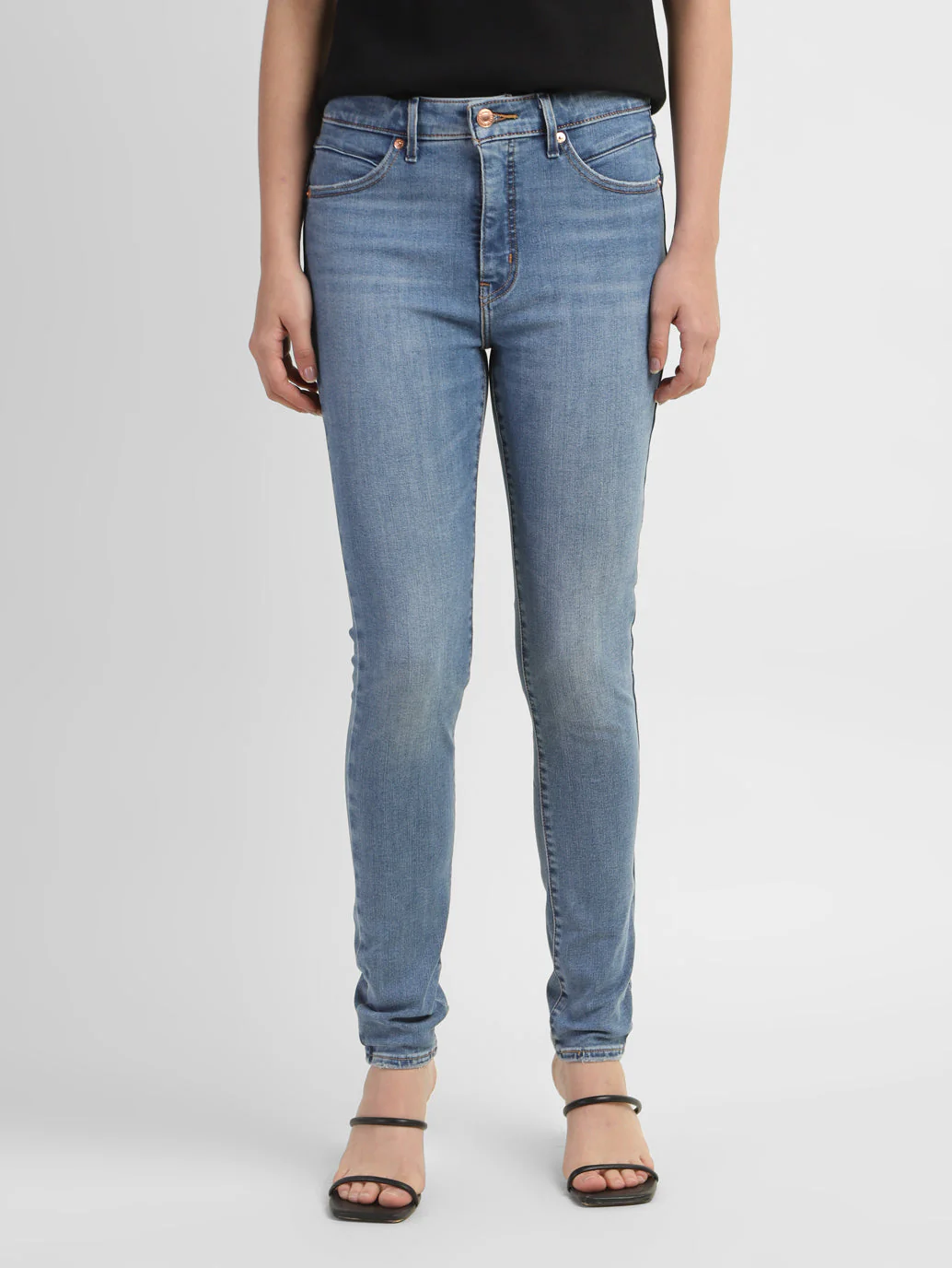 Women's Blue Skinny Fit Mid Rise Jeans - Image 2