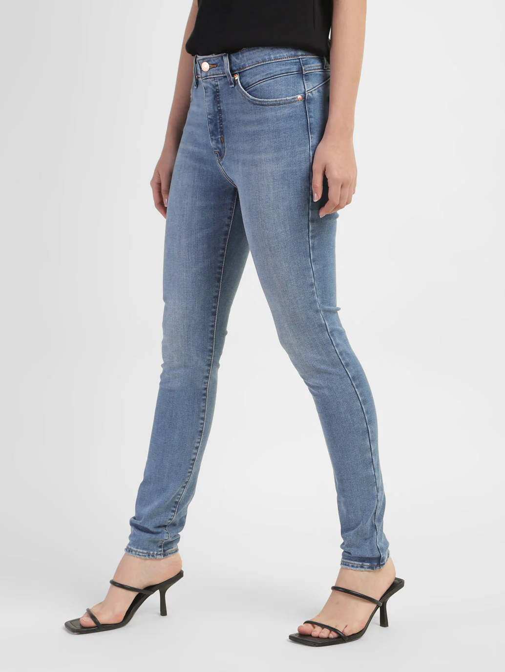 Women's Blue Skinny Fit Mid Rise Jeans - Image 5