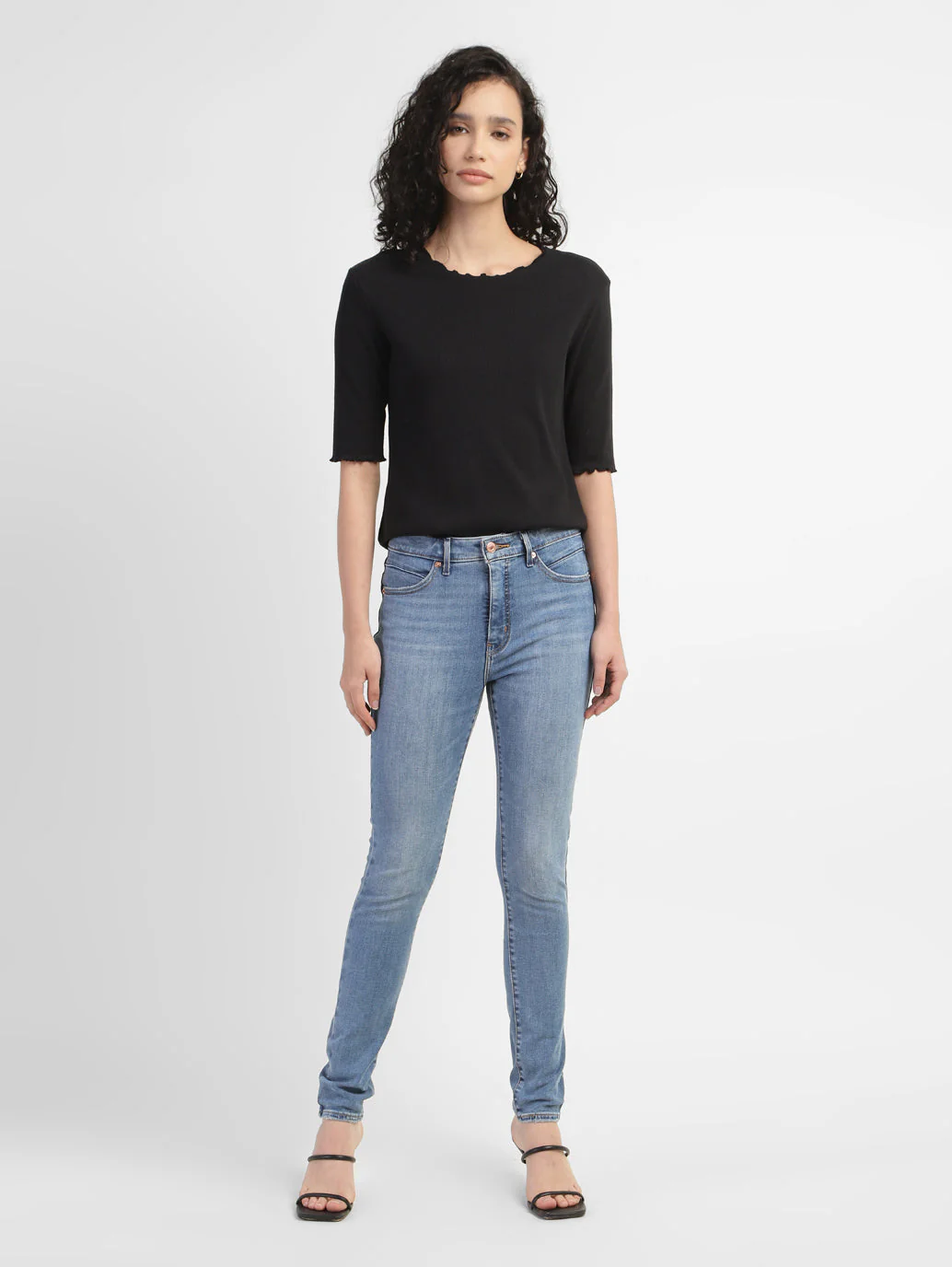 Women's Blue Skinny Fit Mid Rise Jeans - Image 7