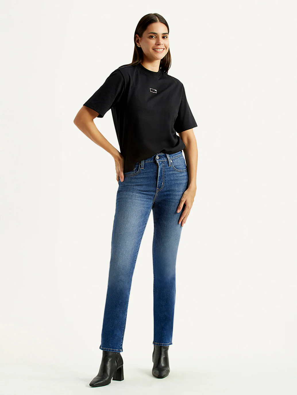 Women's 724 Blue Slim Straight Fit High Rise Jeans