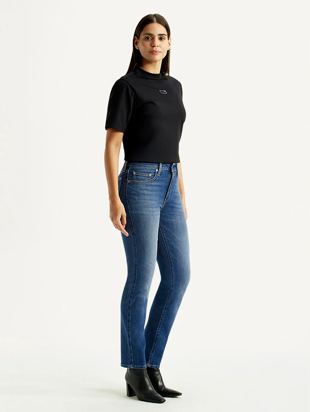 Women's 724 Blue Slim Straight Fit High Rise Jeans - Image 7