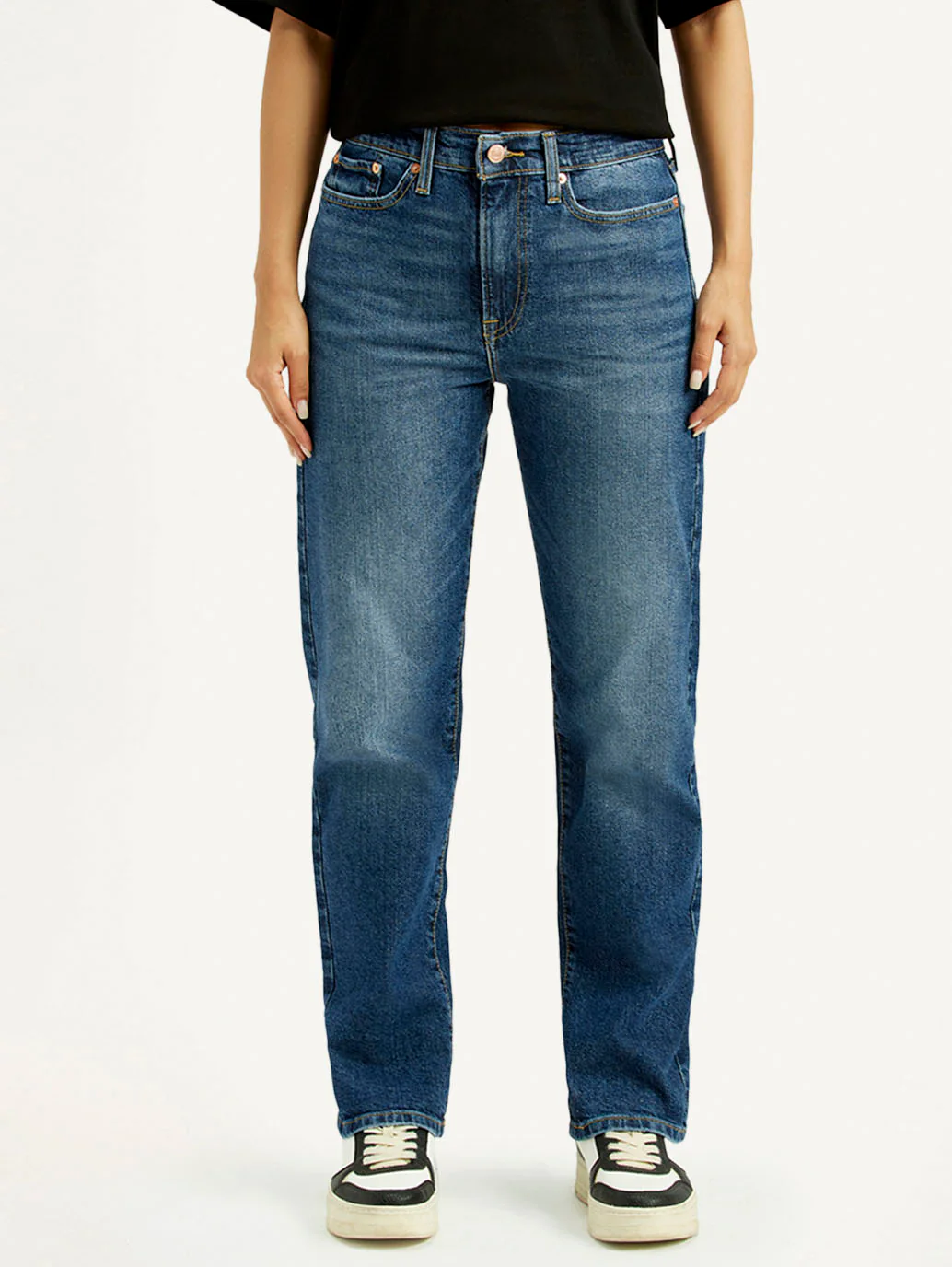 Women's Blue Wedgie Straight Fit Mid Rise Jeans - Image 2