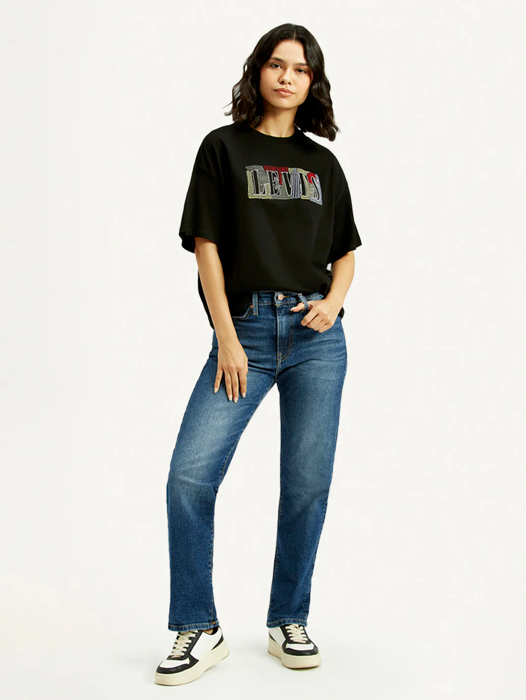 Women's Blue Wedgie Straight Fit Mid Rise Jeans - Image 5