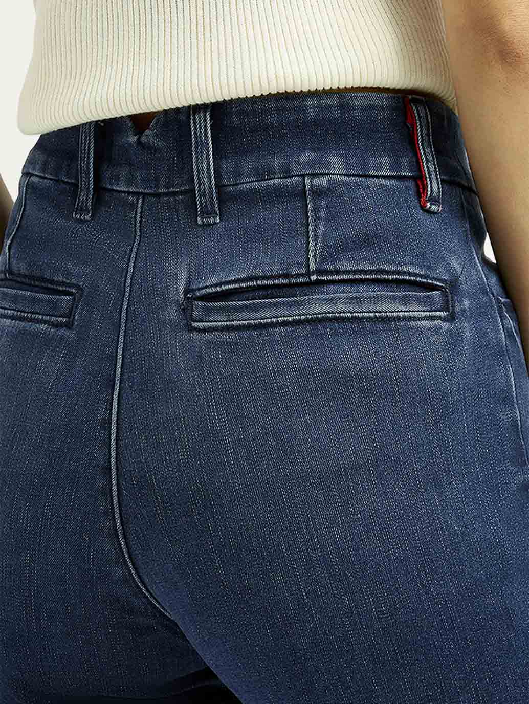 Women's Redloop Dark Blue Ribcage Straight Fit High Rise Jeans - Image 4