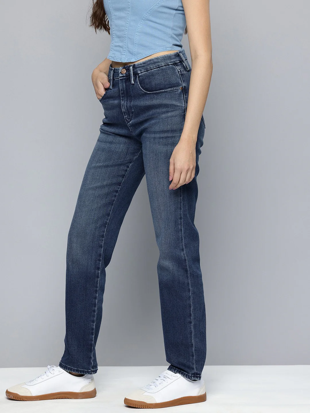 Women's Redloop 724 Blue Slim Straight Fit High Rise Jeans - Image 2