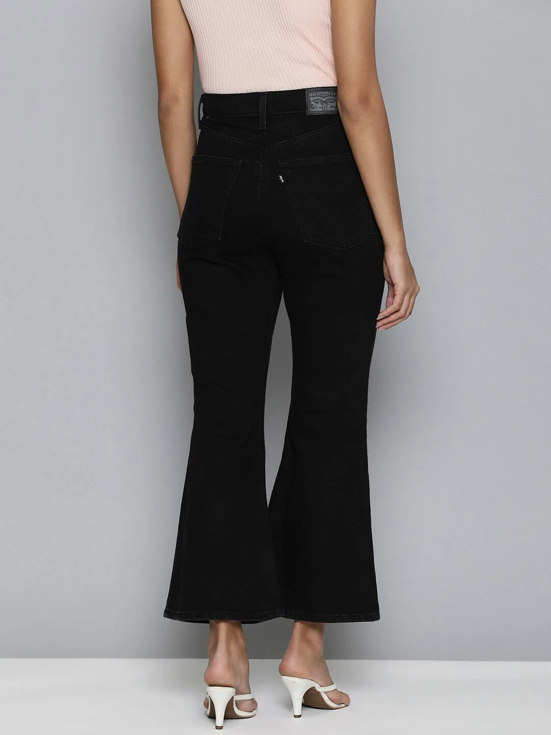 Women's 70s Black Flared Fit High Rise Jeans - Image 4