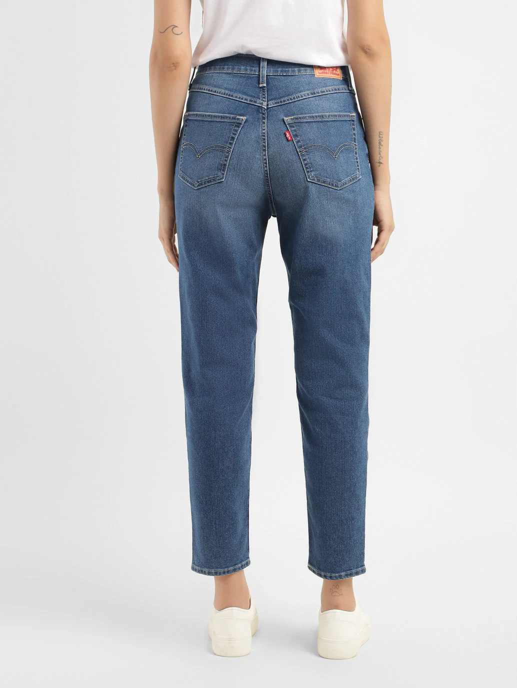 Women's Blue Loose Fit Mid Rise Mom Jeans - Image 3