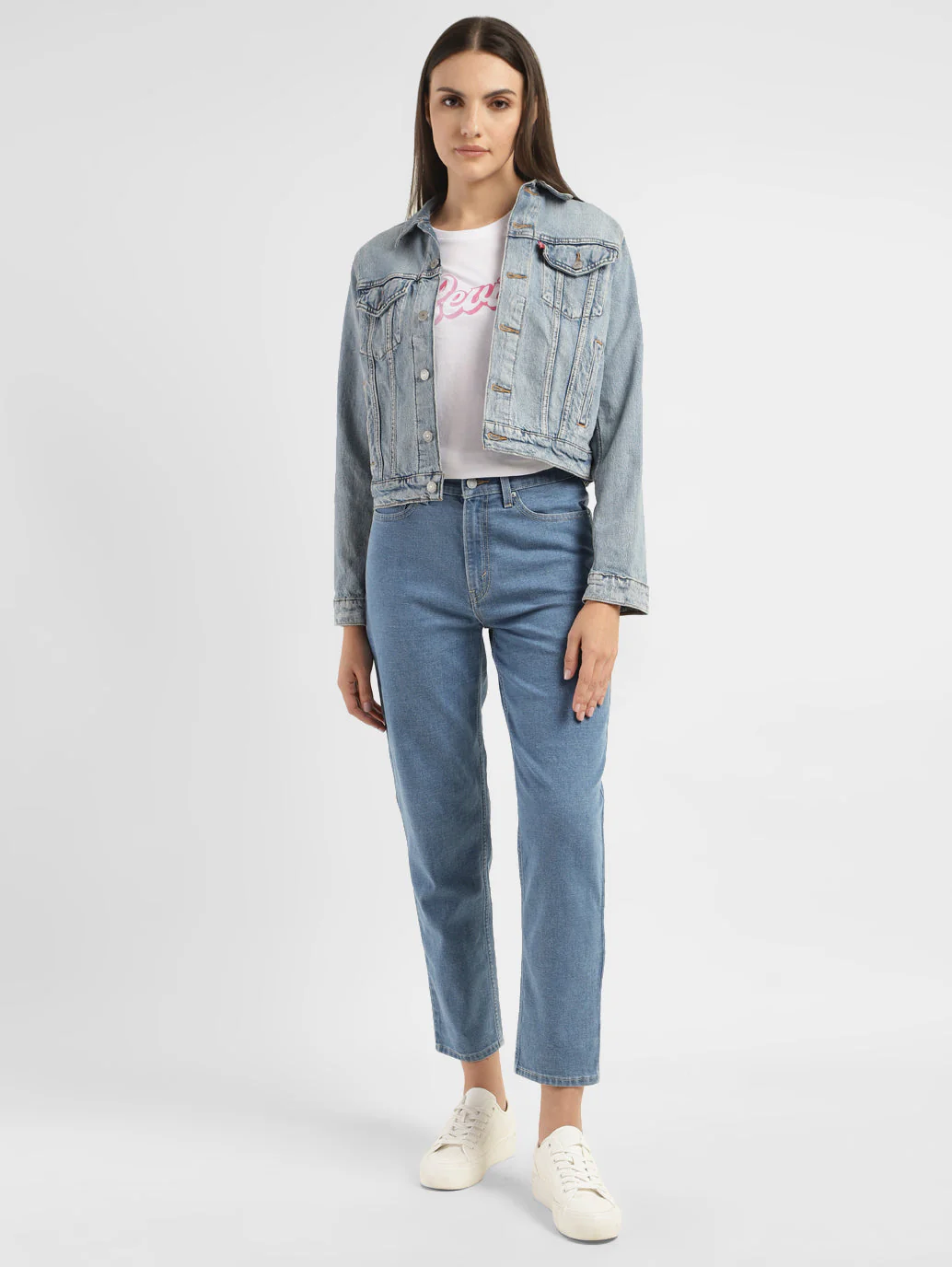 Women's Blue Loose Fit Mid Rise Mom Jeans