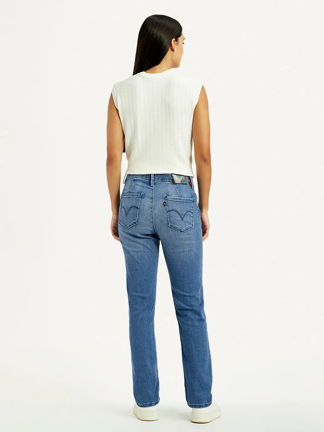 Women's Redloop Light Blue Wedgie Straight Fit Mid Rise Jeans - Image 3