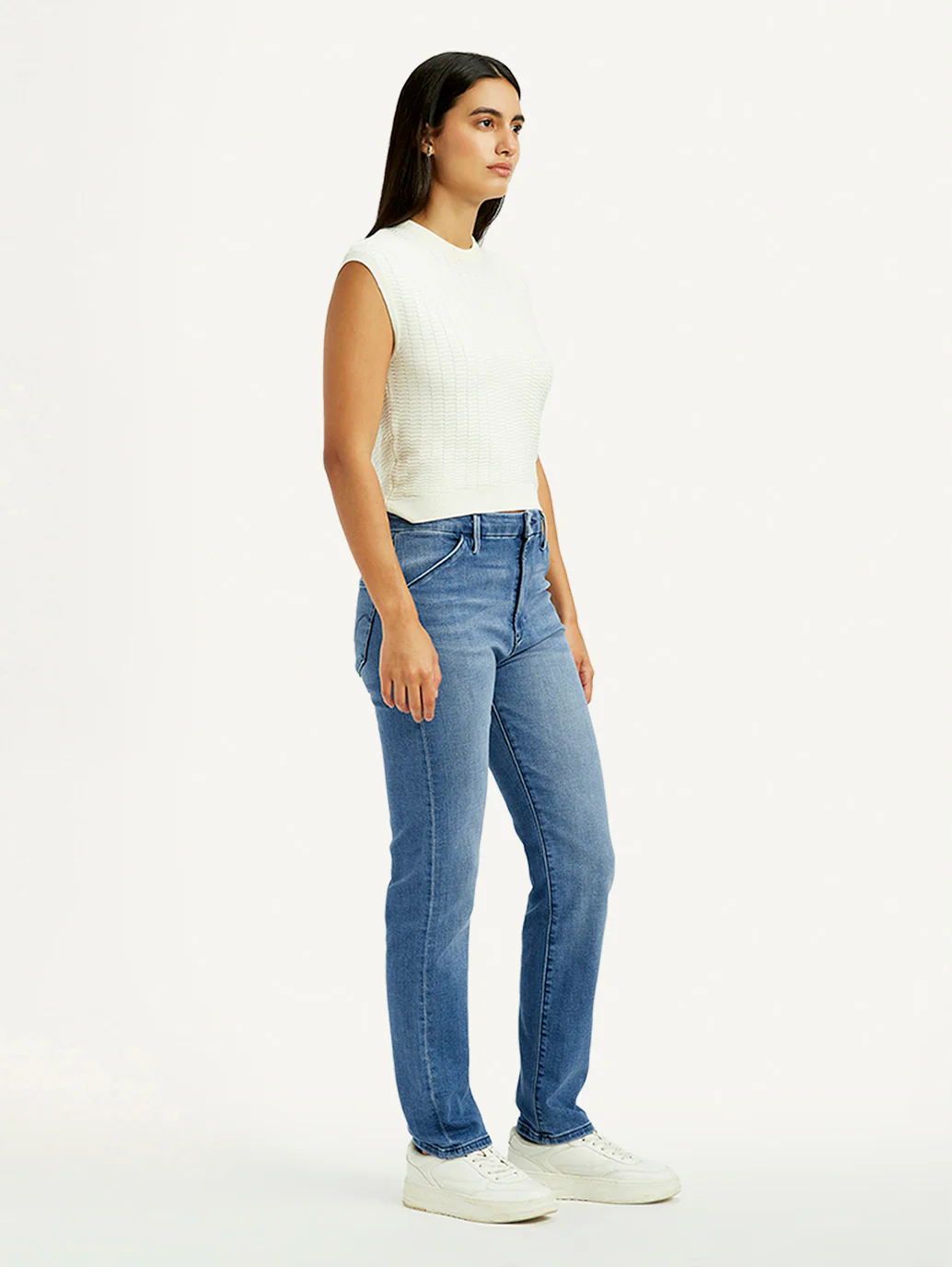 Women's Redloop Light Blue Wedgie Straight Fit Mid Rise Jeans - Image 4